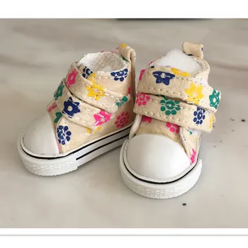 5 CM Mini Shoes Sneakers Shoes Accessories for Dolls,BJD Snickers Toy Shoes , 1/6 BJD Doll Shoes with Flower Pattern 2 Pair/Lot