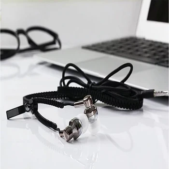 HANGRUI Metal Zipper Earphone In-Ear Stereo Headset Wired Control Earbuds with Microphone For xiaomi smartphone Music Players