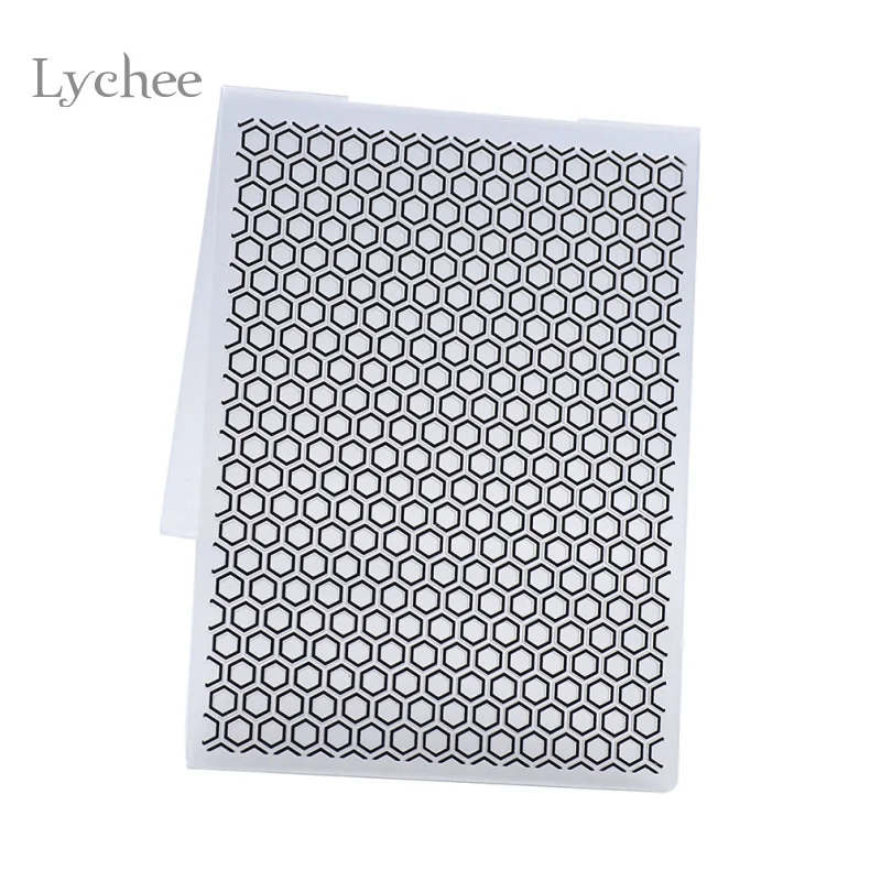 Lychee Plastic Embossing Folder For Scrapbook DIY Album Card Tool Plastic Template Honeycomb Design