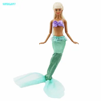 Fairy Tale Mermaid Outfit Fashion Modern Princess Sea Shell Bra Fishtail Clothes For Barbie Doll Dollhouse Accessories Gift Toy