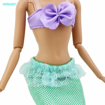 Fairy Tale Mermaid Outfit Fashion Modern Princess Sea Shell Bra Fishtail Clothes For Barbie Doll Dollhouse Accessories Gift Toy
