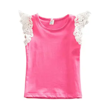 Summer Clothes Hot Baby Clothes Tops Girls T-shirt O-Neck Lace Sleeve T-shirt Top