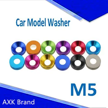 10pcs M5 Charcoal Gray Aluminum Alloy DIY Gasket Flat Round Countercunk CSK Head Anodic Oxidation Car Model Washer