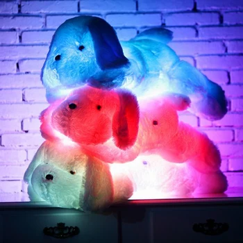 New Year 50CM and 80CM Length Creative Night Light LED Lovely Dog Stuffed and Plush Toys Gifts for Kids and Friends
