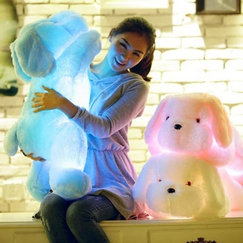 New Year 50CM and 80CM Length Creative Night Light LED Lovely Dog Stuffed and Plush Toys Gifts for Kids and Friends