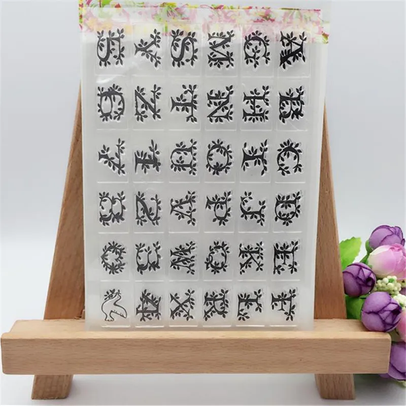 Creative Leaves Letters Transparent Clear Stamp DIY Silicone Seals Scrapbooking/Card Making/Photo Album Decoration Supplies