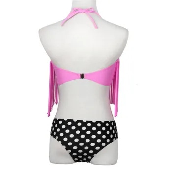 Snowshine3 #2001  1Set Sexy Dots Tassel Swimwear Women Bikini Bandage Swimsuit Bathing Beachwear