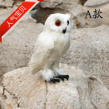 Large 32cm white owl model toy ,plastic &furs simulation owl model ,home decoration xmas gift w5627