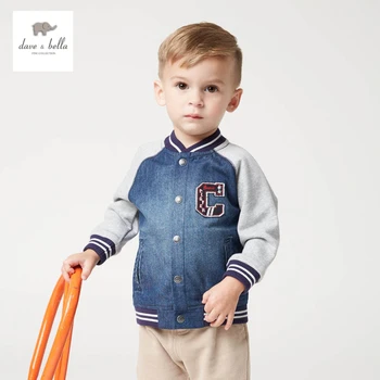 DB5175 dave & bella spring autumn baby boys jeans coat fashion stylish coat kid casual outerwear