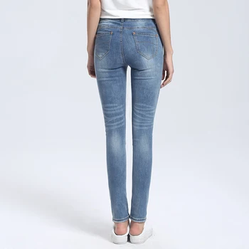 YERAD Women's Jeans Female Stretchy Straight Long Trousers Fashion Mid Waist Jeans Femme Denim Pants