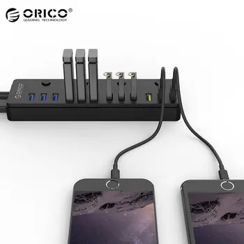 Original ORICO 12 In 1 Desktop Multi-Function USB 3.0 Hub Socket PC + ABS 12V 5A USB Power Charging Adapter HUBs Black