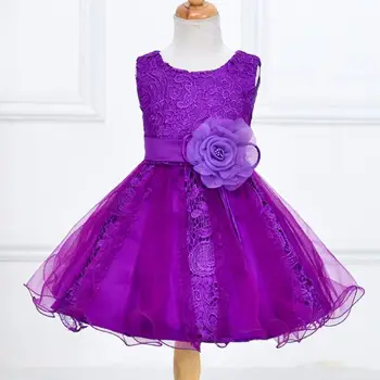 Lace Flower girl dresses tulle Purple Pink White kids princess costumes wedding children clothes party frocks For 2 4 6 8 10 Yrs