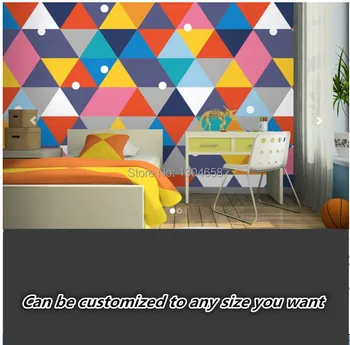 Custom large living room children's room murals background wallpaper Colourful Geometry Mural Wallpaper silk cloth
