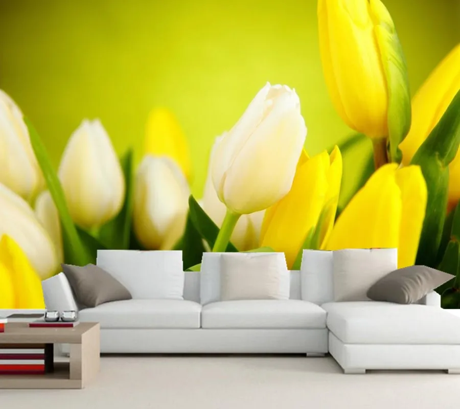 Custom Tulips Yellow Flowers wallpaper papel de parede,livng room tv sofa wall bedroom mural wallpaper 3d large murals