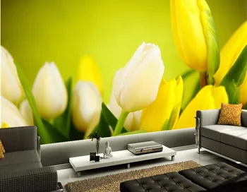 Custom Tulips Yellow Flowers wallpaper papel de parede,livng room tv sofa wall bedroom mural wallpaper 3d large murals