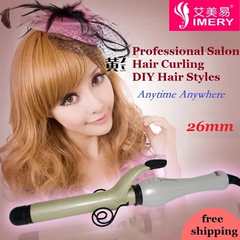 IMery Professional Salon Hair Curling 26mm Iron with LCD display Fashion Hair Curler DIY Hair styler curls Curling hair curler