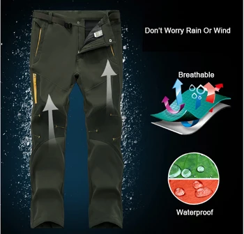 2017 Man New Winter Waterproof Trekking Travel Softshell Outdoor Hiking Pants Camping skiing Trousers Fishing Plus Size7XL PN3
