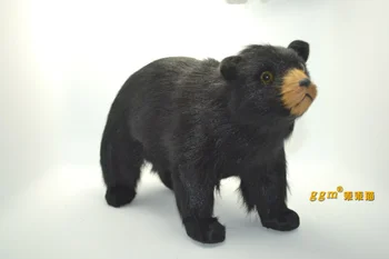 Large 27cm simulation black bear model plastic & real furs toy , handicraft,home decoration Xmas gift w5699
