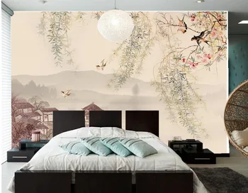 Custom 3d mural,willow tree swallows the traditional Chinese painting wallpaper,living room tv sofa wall bedroom papel de parede