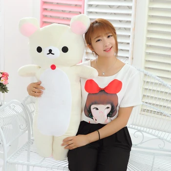90cm white beige San-x Rilakkuma bear plush toy long bear doll throw pillow gift w5184
