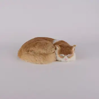 Yellow simulation lying cat plastic&fur sleeping cat model gift 27x20x6cm a94