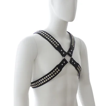 Male Chest Harness Bondage Slave Restraints PU Leather Belt Club Wear,Fetish Sex Products Adult Toys For Men