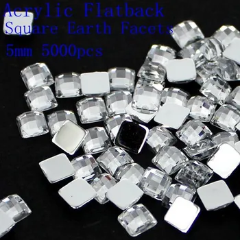 4mm 5mm 6mm 8mm 12mm Acrylic Flat Back Square Earth Facets Crystal Color Acrylic Rhinestone Beads Glue On Acrylic Beads
