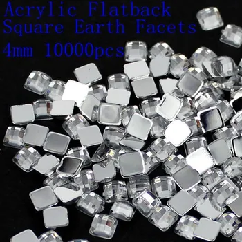 4mm 5mm 6mm 8mm 12mm Acrylic Flat Back Square Earth Facets Crystal Color Acrylic Rhinestone Beads Glue On Acrylic Beads
