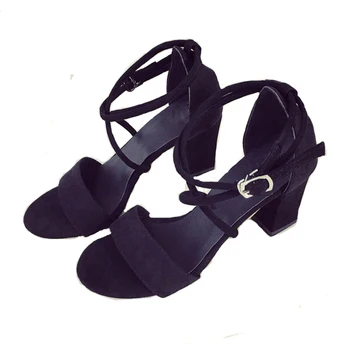 Women High Heel Sandals Open Toe Shoes Women Sexy Thick Heels Sandal Fashion Ankle Strap Shoes Concise Women Footwear Size 35-39
