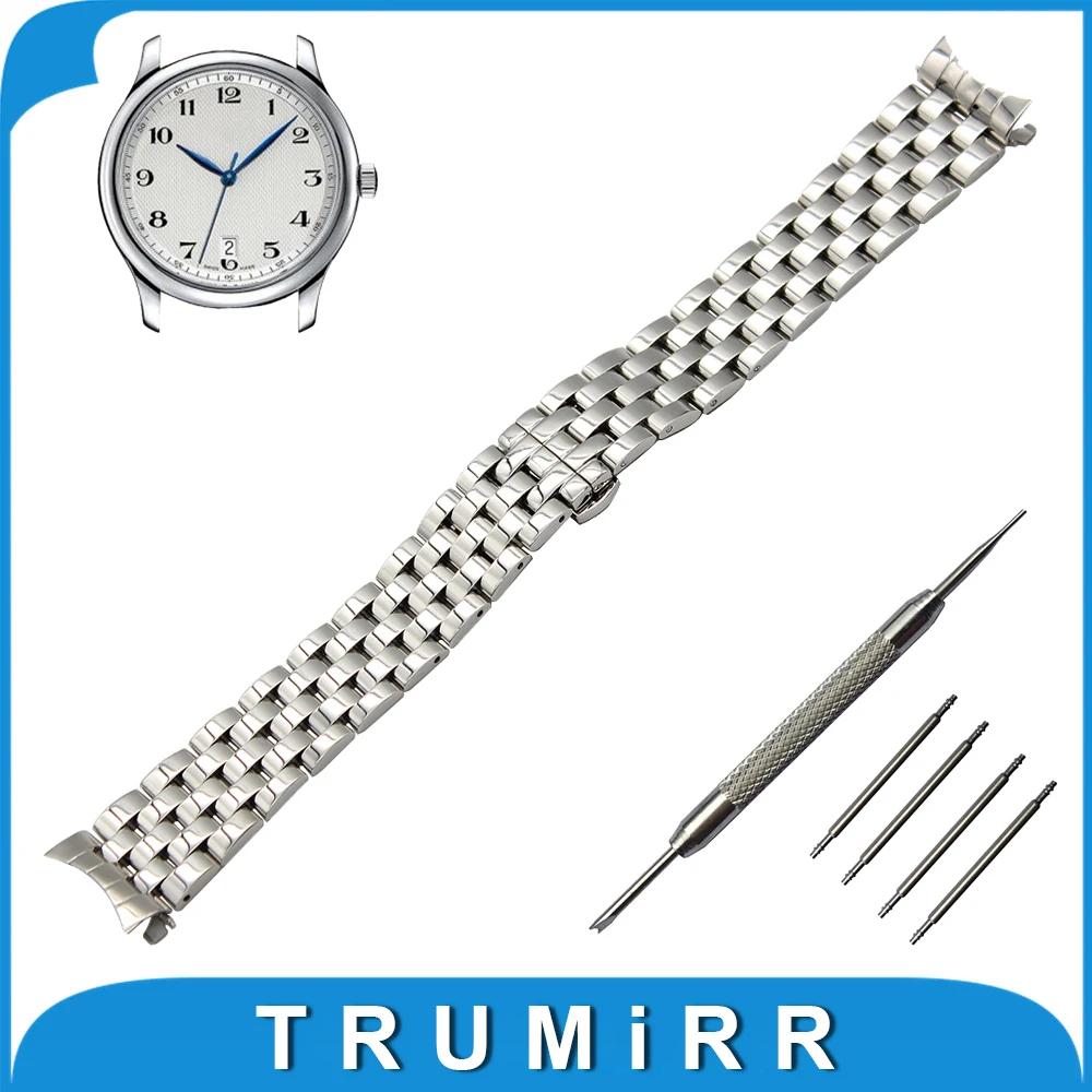 18mm 20mm 22mm Stainless Steel Watch Band +Tool for Longines L2 L3 L4 Master Conquest Butterfly Buckle Strap Wrist Belt Bracelet