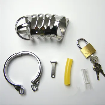 2017 New Small Chastity Device Metal Chastity Cage Stainless Steel Cock Cage Cock Rings BDSM Toys Bondage Sex Toys for Men G184