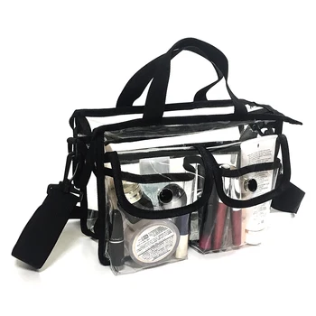 Clear PVC Makeup Cosmetic Toiletry Bags with Removable and Adjustable Shoulder Strap Available for Customize