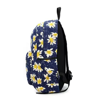 Fashion Korean Style Canvas Backpacks Casual Women Floral Printing School Bags for Teenage Girls Cute Mochila Escolar B15376
