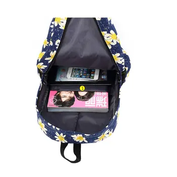 Fashion Korean Style Canvas Backpacks Casual Women Floral Printing School Bags for Teenage Girls Cute Mochila Escolar B15376