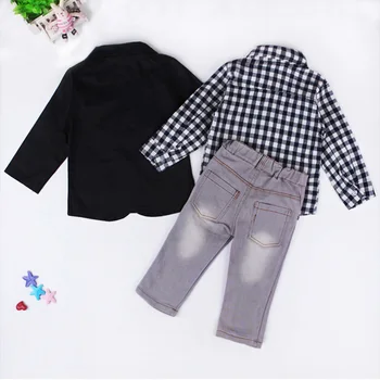 3PCS/2-8Years/Spring Autumn Kids Costumes Children Clothes Fashion Casual Coat+Shirt+Pants Toddler Baby Boys Clothing Set BC1107