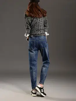 Plus size 2017 Korean fashion personality jeans female hole loose harem pantswomen denim trousers casual jeans w1915