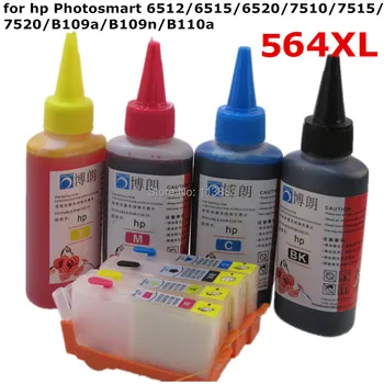 564 XL Refillable ink cartridge for HP 6512 6515 6520 7510 7515 7520 B109a B109n B110a + for hp Dey ink bottle Universal 400ML