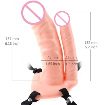 Unisex Vibrating Strapon, Double Penetration Hollow Strap on Dildo for Men & Women Lesbian Strap on Dildo Vibrators Sex Products