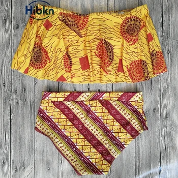 African print high waisted bikini off shoulder swimsuit women printed high waist swimwear African swimming suit