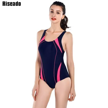 Riseado New 2017 Sports One Piece Swimsuits Brand Swimwear Women Retro Shorts Backless Bathing Suits For Women