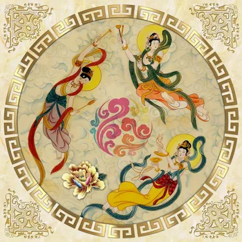 Large custom home decorations Continental Hotel Villa ceiling frescoes in Dunhuang Flying Fairy