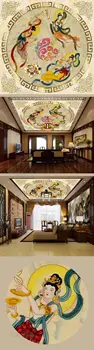 Large custom home decorations Continental Hotel Villa ceiling frescoes in Dunhuang Flying Fairy