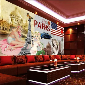 Old English sex goddess Marilyn Monroe poster large mural 3D wallpaper bedroom living room TV backdrop painting 3D wallpaper