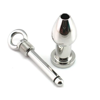 Stainless Steel Flushable Anal Hole Plugs Ring Handheld Rinse Anus Metal Butt Plug Sex Toys for Gay Prostate Massager Anal Toys