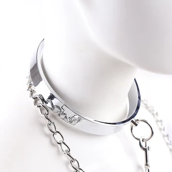 HOTTIME Erotic Sex toys Bondage Collar with Chain Metal Fetish Necklace For Women Men Sex Necklace Adult Games For Couples