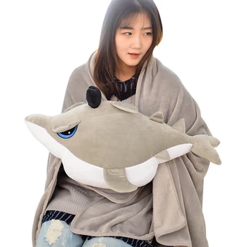 Cartoon pirate shark plush pillow toys for children gift Contain Plush Flannel blanket Bedroom cushion