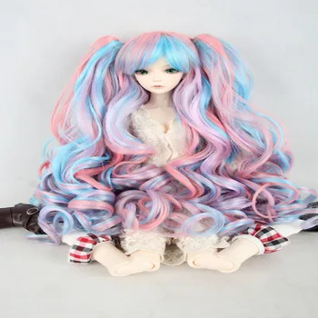 BJD doll wigs three color gradient - wavy hair Tiger clip ponytail wig COS