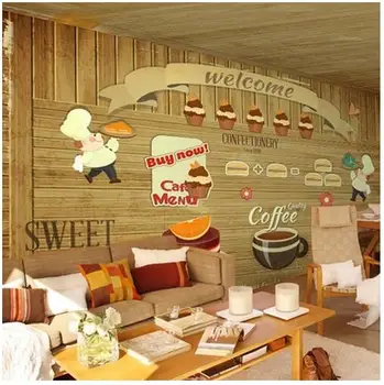Hamburger tea ice cream 3D wallpaper background bread bakery cafe nonwoven 3D wallpaper murals