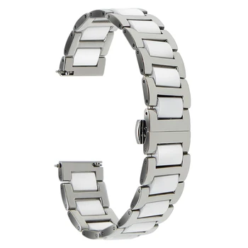 18mm 20mm 22mm Ceramic + Stainless Steel Watch Band for Mido Butterfly Buckle Strap Quick Release Wrist Belt Bracelet + Tool