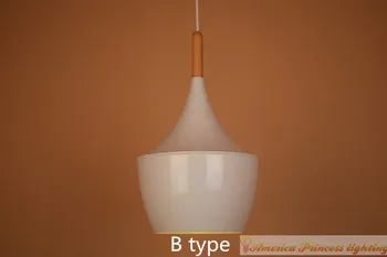 Retro aluminum wood pendant light restaurant living room Chandelier Pendant Lamp ,A B C ,3 Pieces/lot,White,E27, AC110-240V.